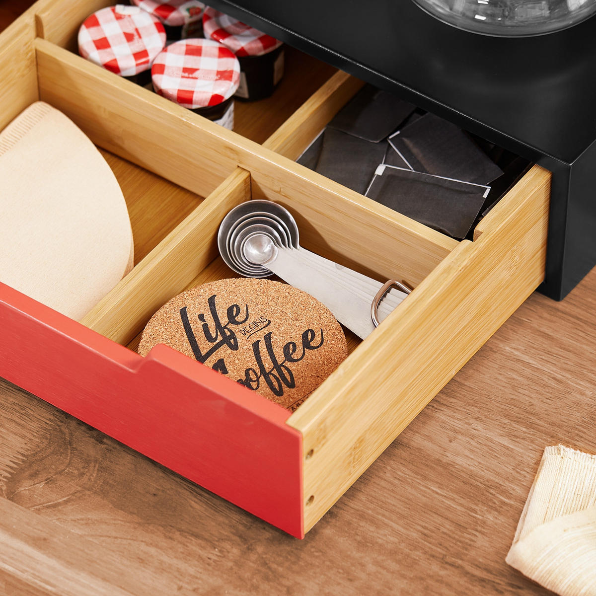 KAFFEE-KAPSELSTÄNDER Schwarz-Rot - Schwarz, Holz/Holzwerkstoff (30/9/31cm) - SoBuy