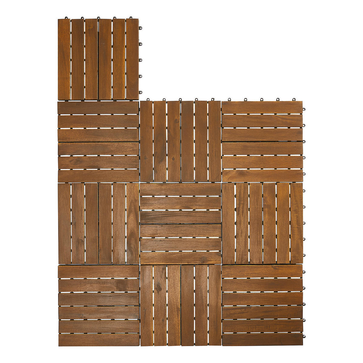 TERRASSENFLIESE - Akazie massiv - 10er-Set - Akaziefarben, Holz/Kunststoff (30/30/2.4cm) - home24
