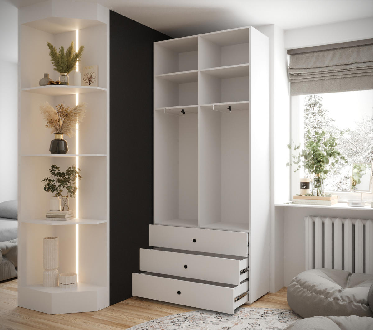 DREHTÜRENSCHRANK 236.7/100/47 2-türig - Goldfarben/Weiß, Holz/Metall (100/236.7/47cm) - MÖBEL KRYSPOL