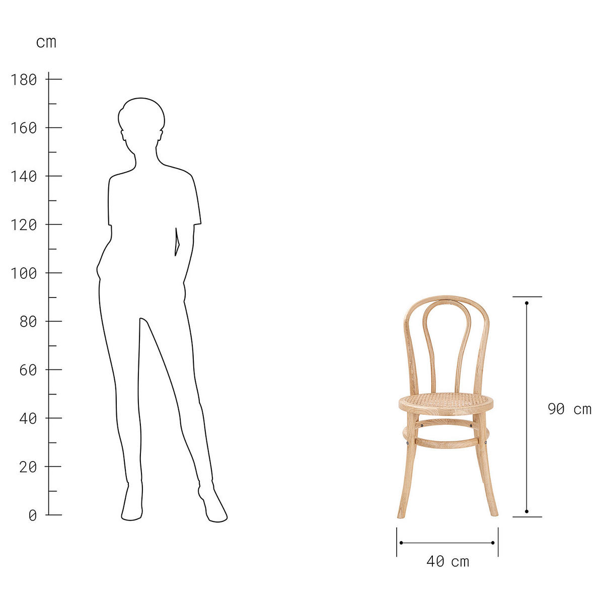 STUHL Wiener Melange - Braun, Naturmaterialien (40/90/49cm) - Butlers