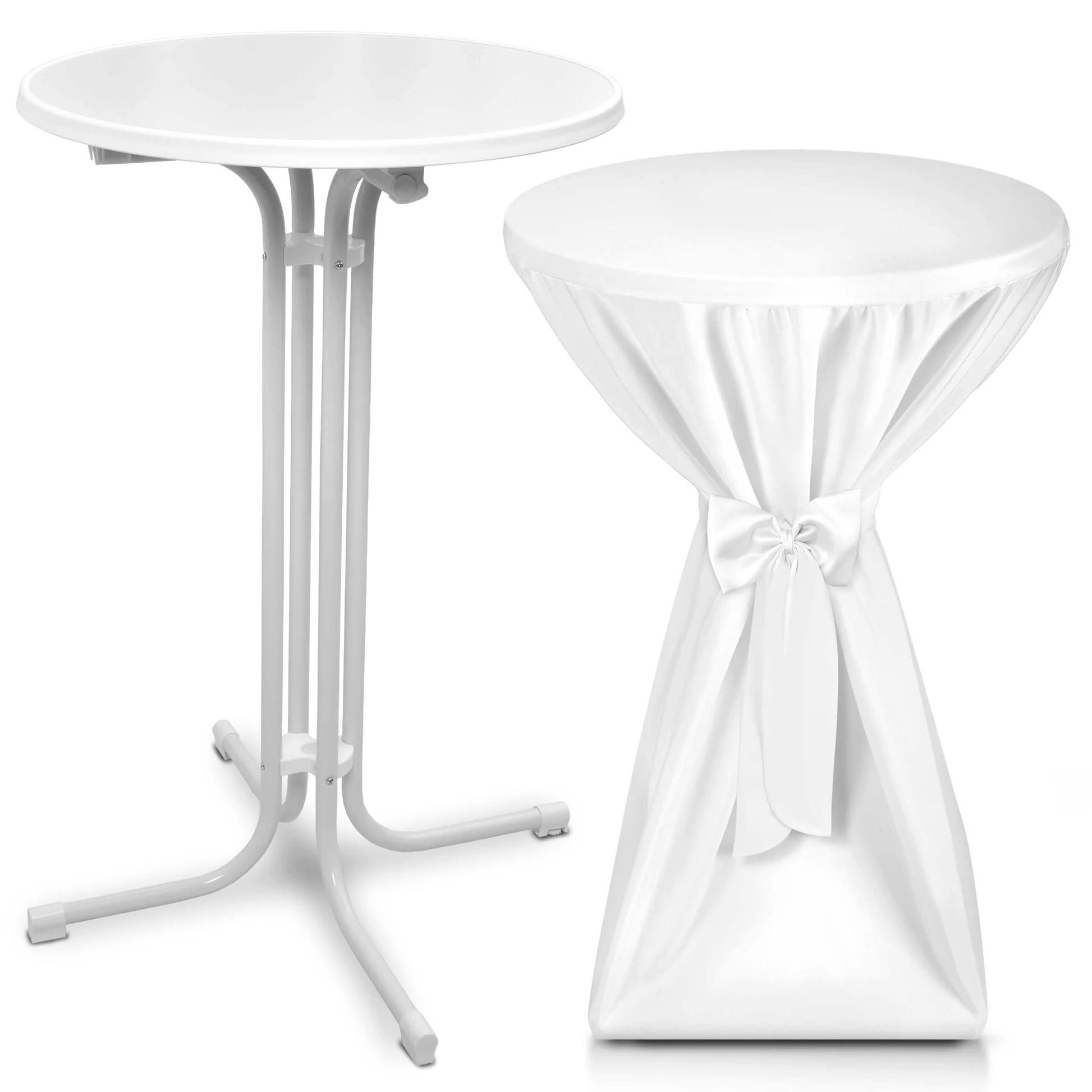 STEHTISCH Bellini Ø 80cm Weiß mit Premium Stehtischhusse Ø 80cm Weiß - Weiß, Textil/Metall (80/80/110cm) - Beautissu 