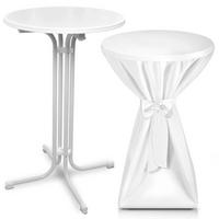 STEHTISCH Bellini Ø 80cm Weiß mit Premium Stehtischhusse Ø 80cm Weiß - Weiß, Textil/Metall (80/80/110cm) - Beautissu 