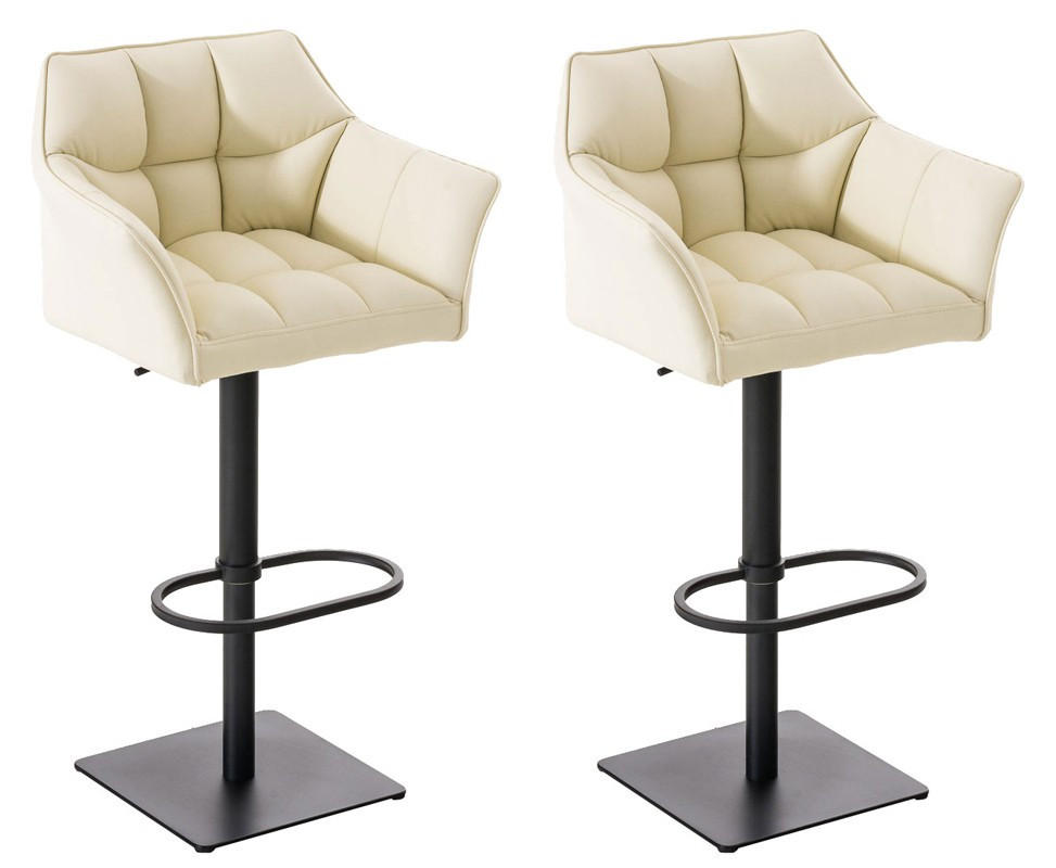 BARHOCKER Damaso 2er Set 88x64x45 cm creme - Creme, Leder (64/88/45cm) - furnicato