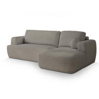 ECKSOFA SENTI N R-S Hellgrau Boucle-Stoff mit Schlaffunktion - Hellgrau, Holz (246/148cm) - MASSENO