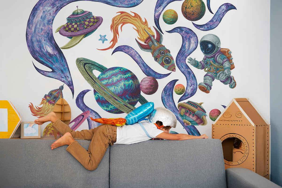 WANDAUFKLEBER 100x150cm - Weltraumträume - Multicolor, Kunststoff (100/150/0.1cm) - Wallfluent