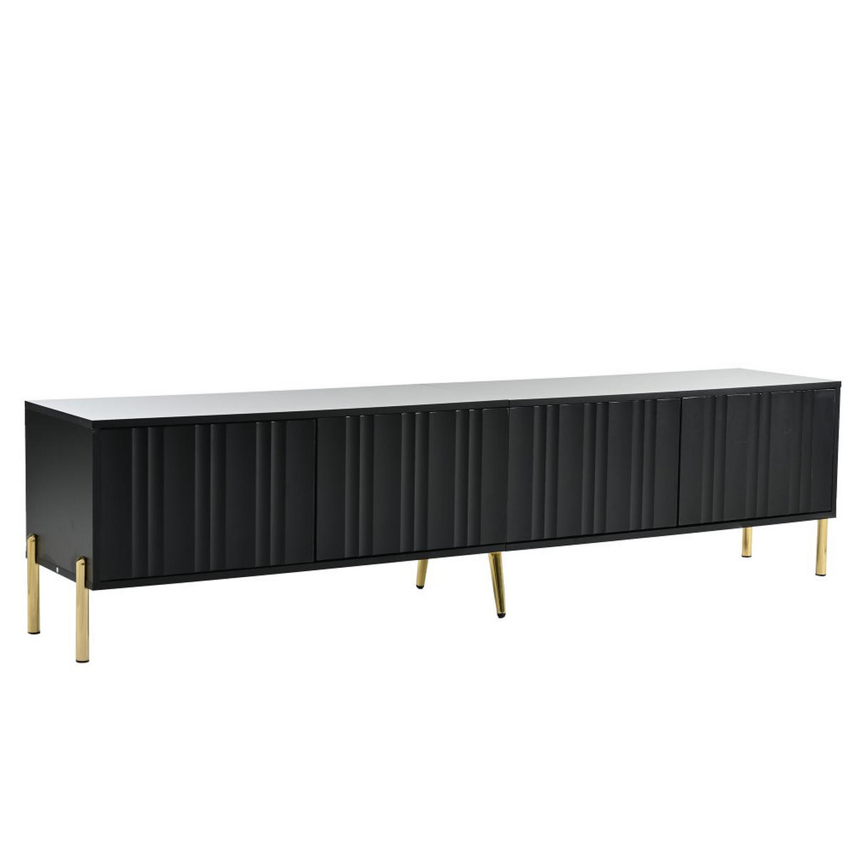 LOWBOARD 190 cm(L) x 38 cm(W) x 48 cm(H) in Schwarz mit goldene Tischbeine - Schwarz, Holz (38/48/190cm) - KOMHTOM