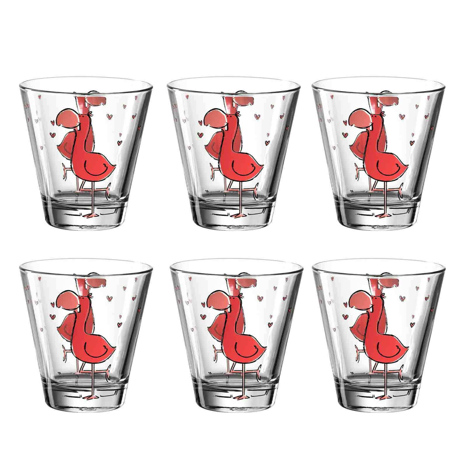 KINDERBECHER Bambini Flamingo 215 ml 6er Set - Pink, Glas (0.215L) - Leonardo Living