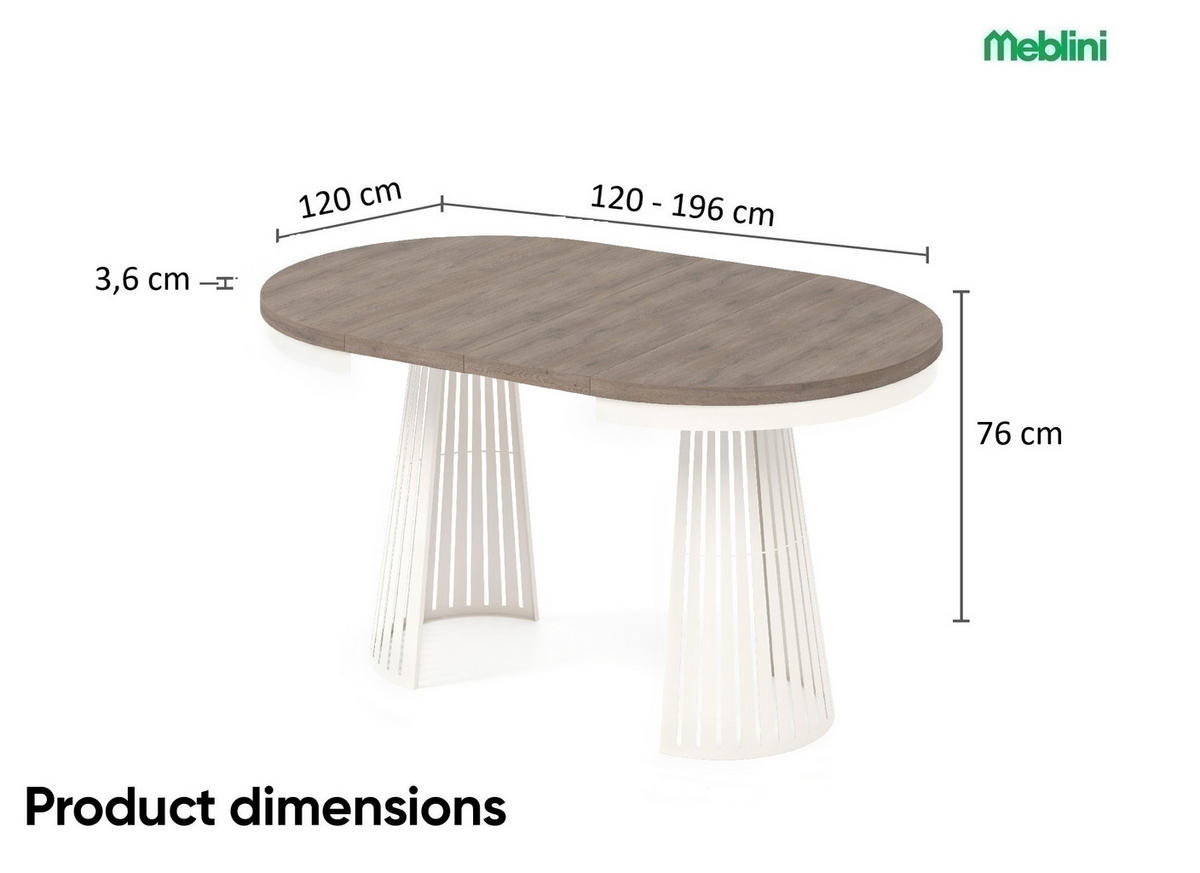 ESSTISCH Cone Bis - Sandfarben/Kaschmir, Holzwerkstoff/Metall (120/120/76cm) - Meblini