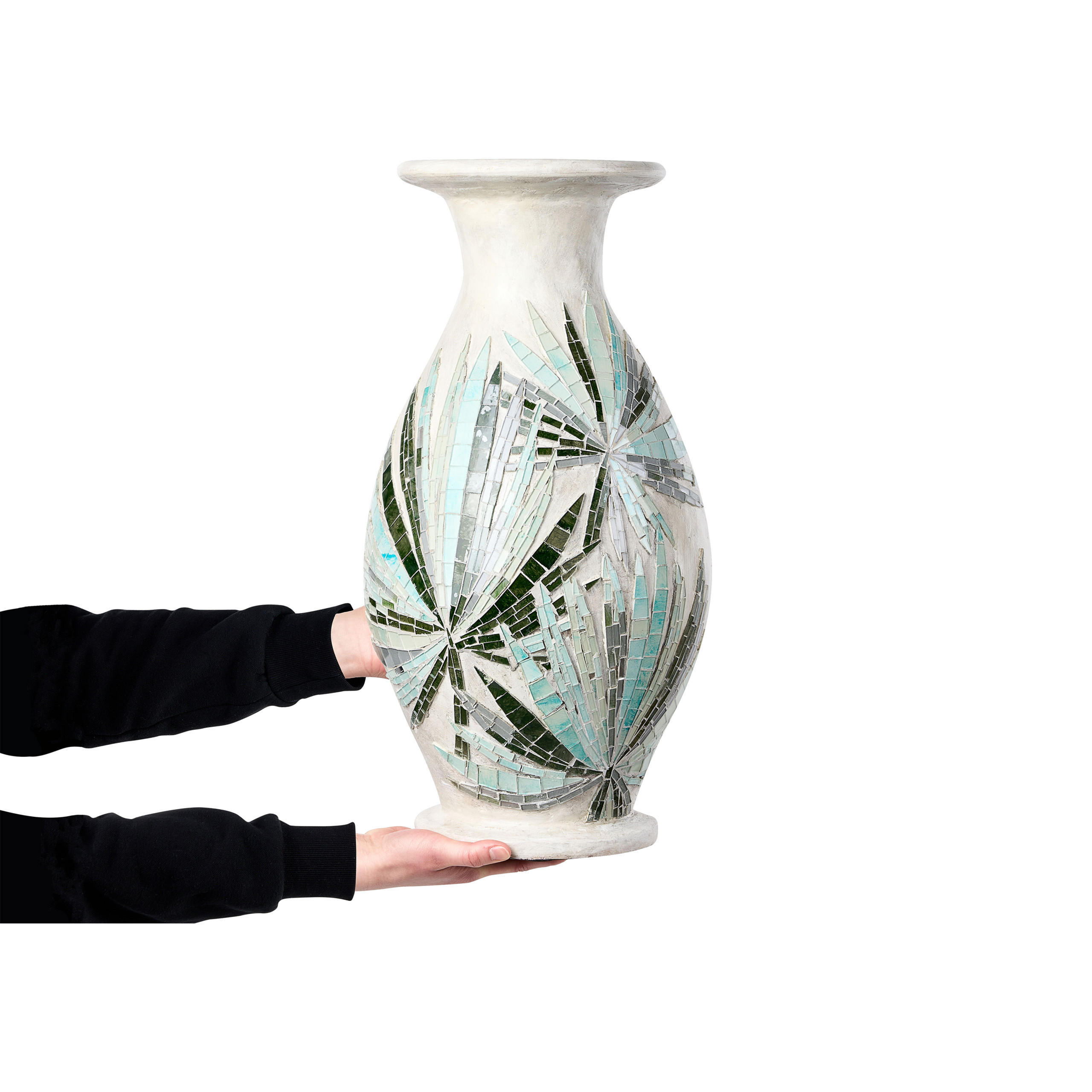 DEKOVASE Terrakotta weiß Rawas - Weiß, Stein (53cm) - Beliani