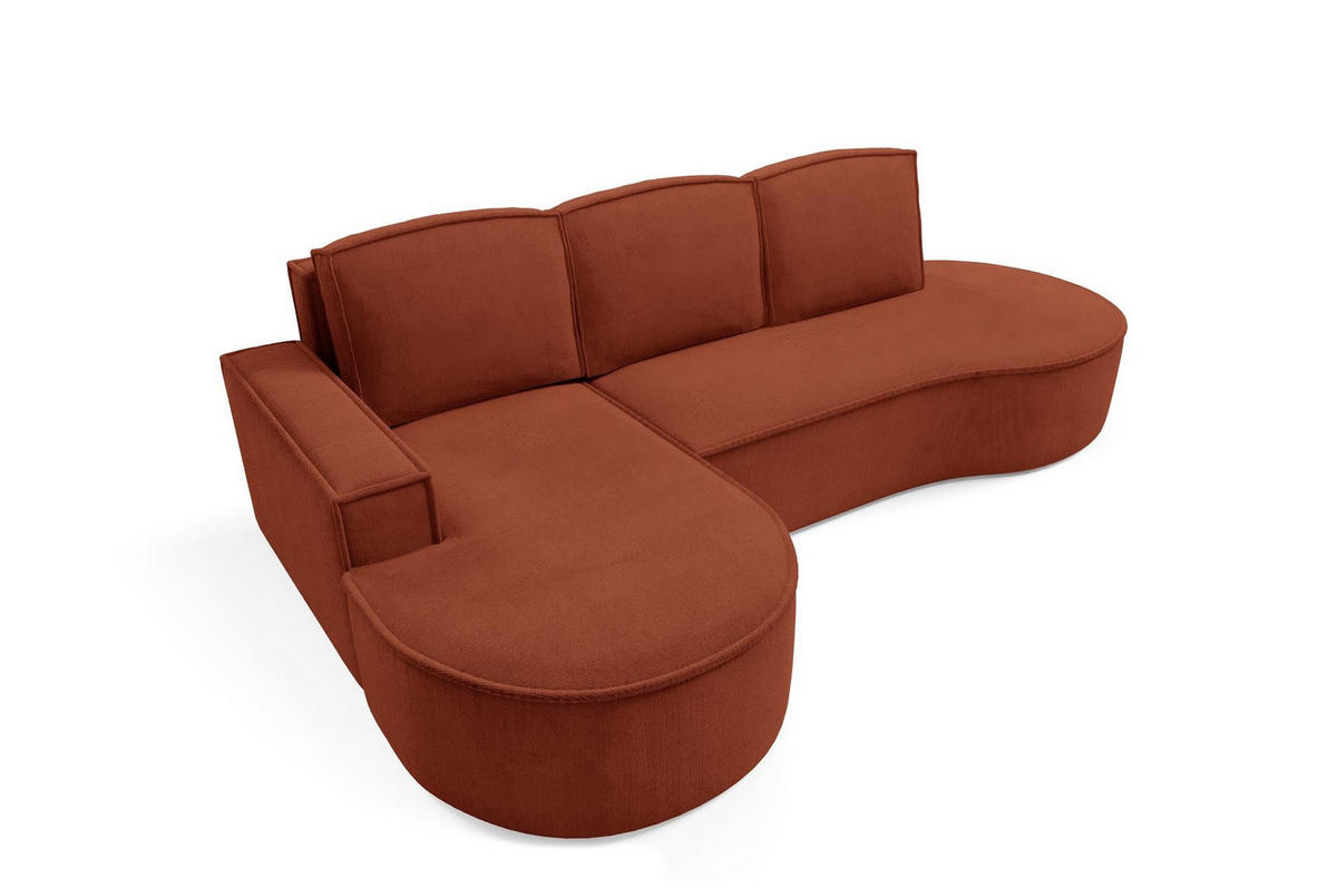ECKSOFA Flow Rot, mit Schlaffunktion und Kissen in Curio Stoff, linke seite - Rot, Holzwerkstoff/Textil (277/157cm) - Bettso