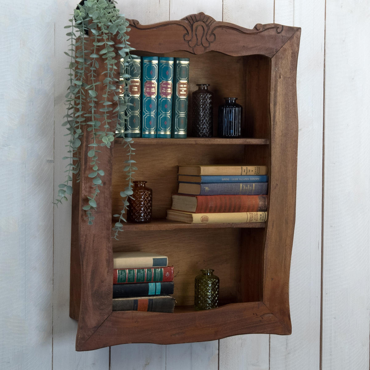 WANDREGAL Clea 80 Mahagoni Holz, 3 Ebenen dunkelbraun - Naturfarben, Holz (59/80/17cm) - DESIGN DELIGHTS