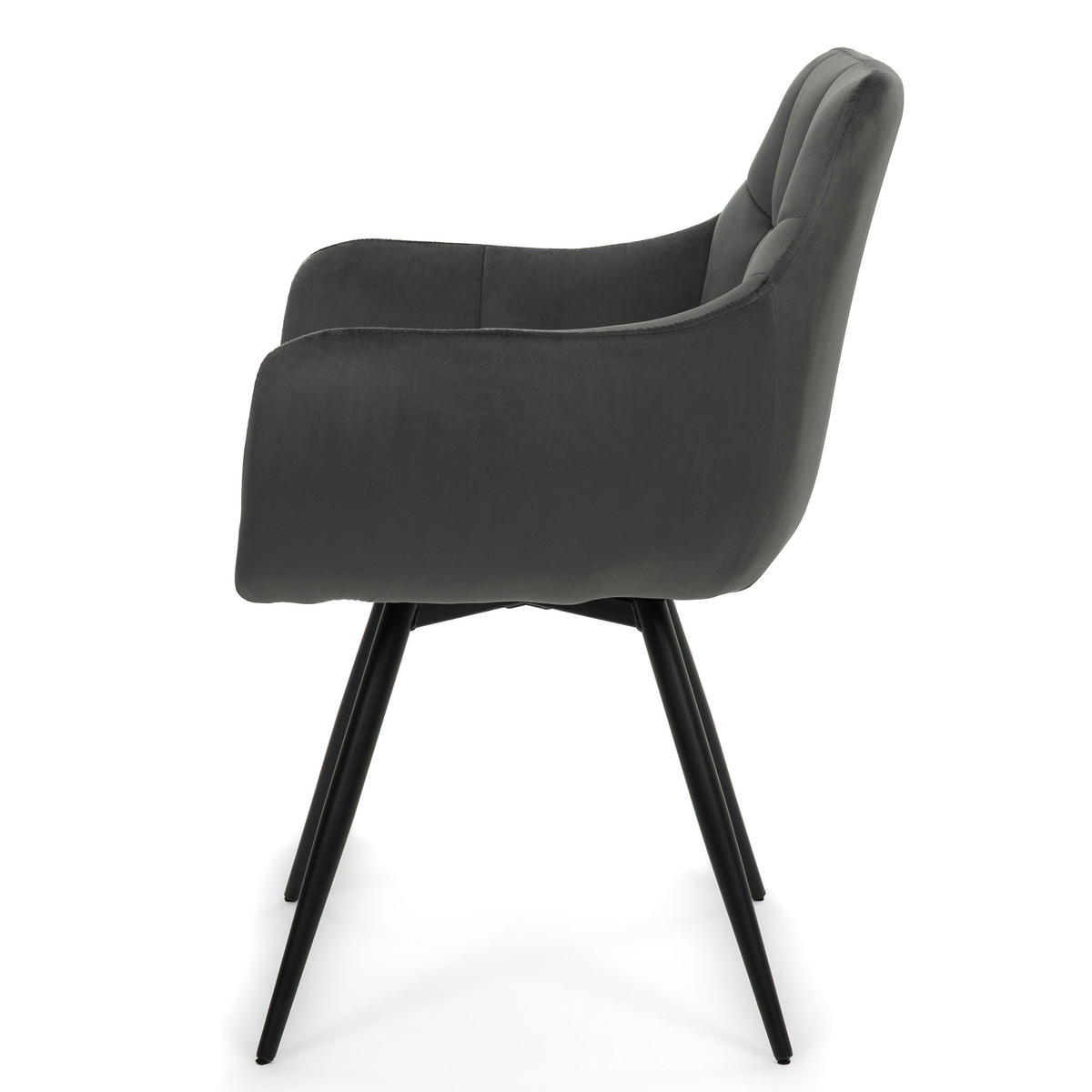STUHL FANO drehbar gepolsterter mit Steppung - grau - Velour - Schwarz/Grau, Textil/Metall (58/83/59cm) - NEW HOME