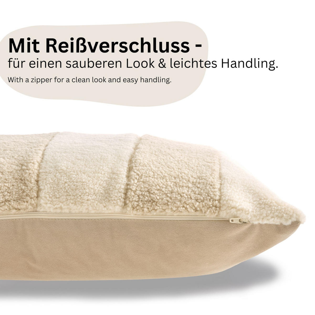 ZIERKISSENHÜLLE TEDDY - Beige, Textil (60/40cm) - Tom Tailor