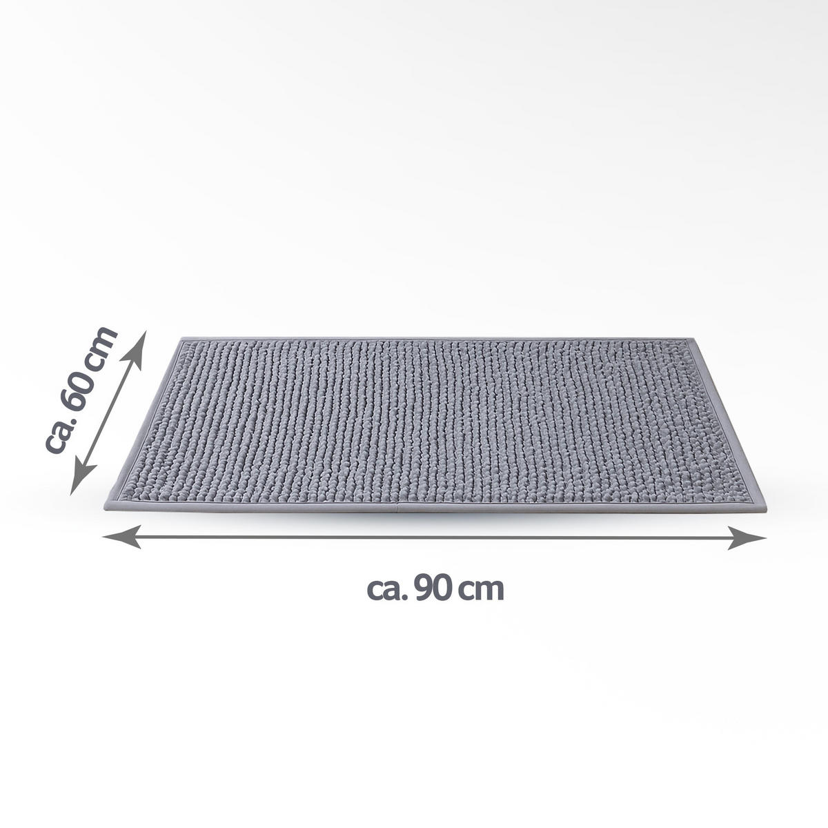 BADEMATTE Chenille XXL ( Hellgrau ) 60x90cm - Hellgrau, Textil (90/60cm) - Bestlivings