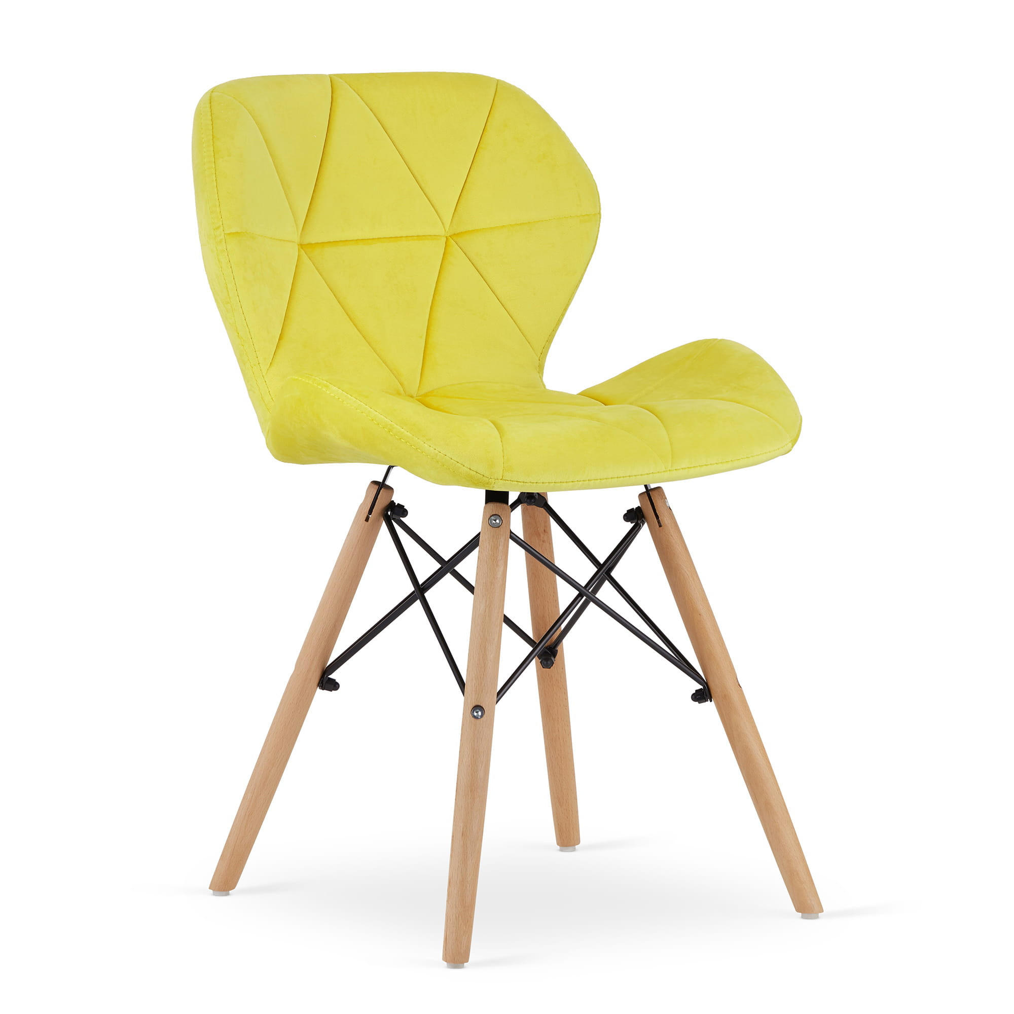 STUHL AMATRICE 1 Stück, Gelb, mit Samtstoff gepolstert - Gelb, Holz/Textil (48/74/53cm) - Komodee