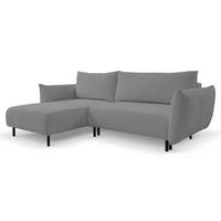 ECKSOFA ADEL mit Schlaffunktion und Bettkasten, L-förm, Metallbeine, verstellbar lose Rückenkissen, freistehend, LINKS, 171x257x90 cm, Light Grey - Hellgrau, Holz/Textil (171/257cm) - DomoHome