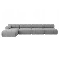 ECKSOFA modulares Sofa Razon-L3 - 380x160x70 cm Hellgrau Velours - Hellgrau, Holzwerkstoff/Textil (380/160cm) - ALTDECOR