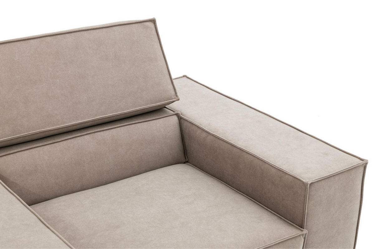 SESSEL PURE mit verstellbare Kopfstütze Velours Creme - Creme/Schwarz, Holz/Textil (174/94/99cm) - Muffo