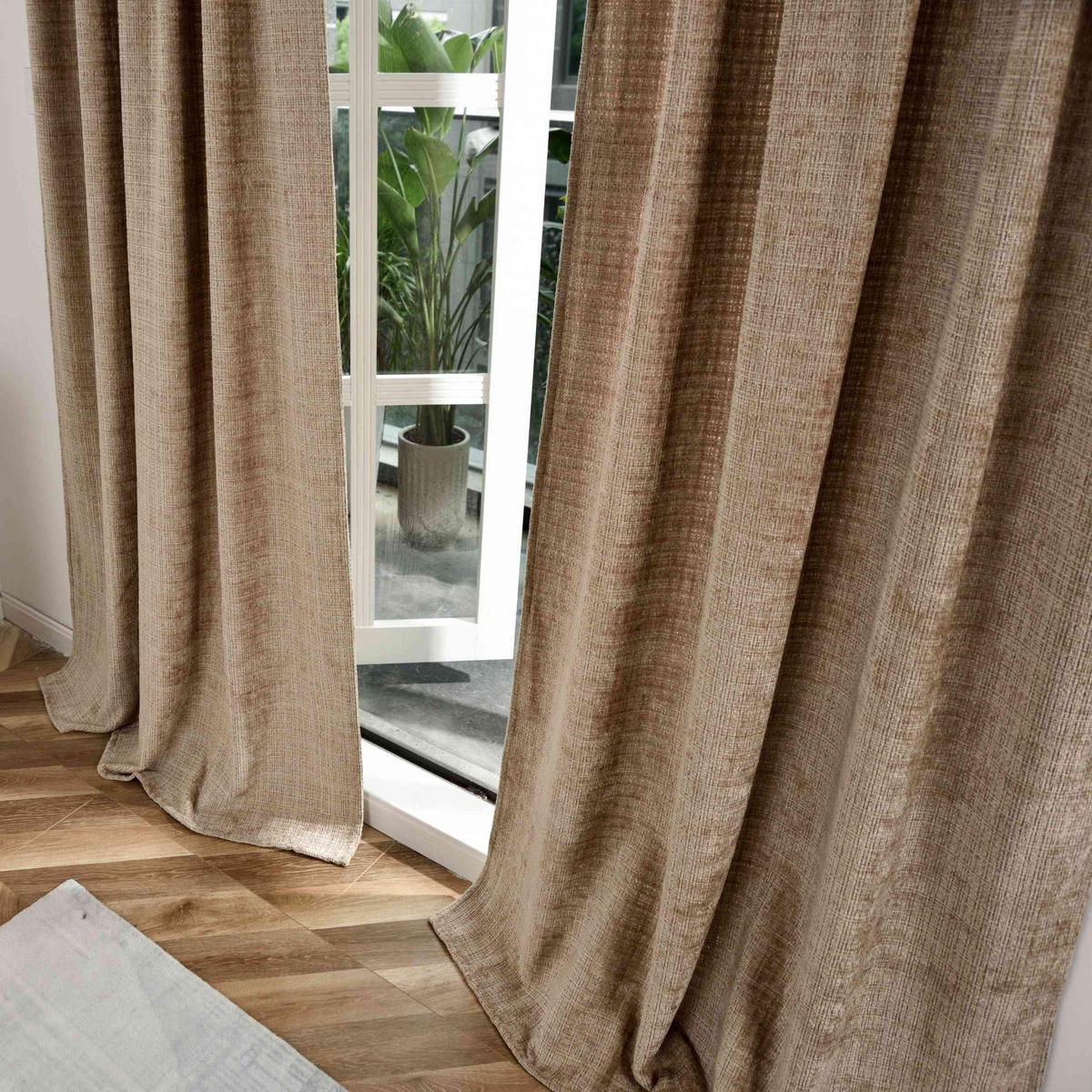 VORHANG Chenille Riga 245x140 cm Taupe - Taupe, Textil (140/245cm) - Gardinenbox