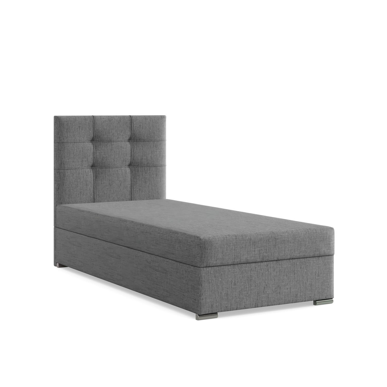 BOXBETT MIT KOPFTEIL 90x200 ELDA, Grau - Dunkelgrau, Textil (90/200cm) - Mebligo