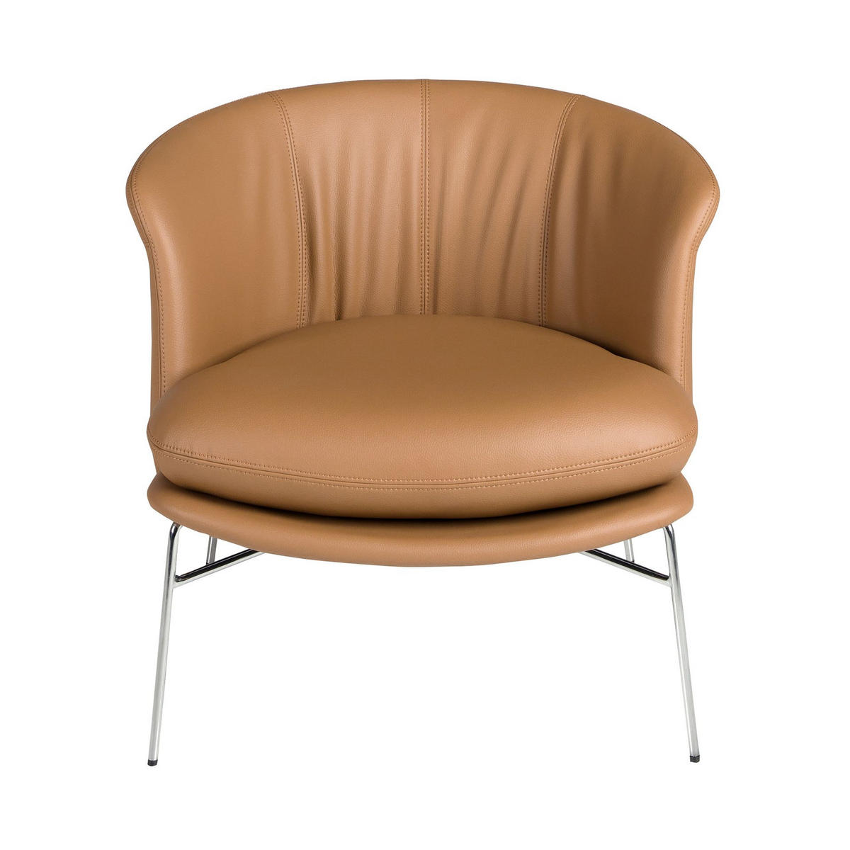 SESSEL aus braunem Kunstleder 76/71/69 cm - Chromfarben/Hellbraun, Leder/Kunststoff (76/69/71cm) - ANGEL CERDA