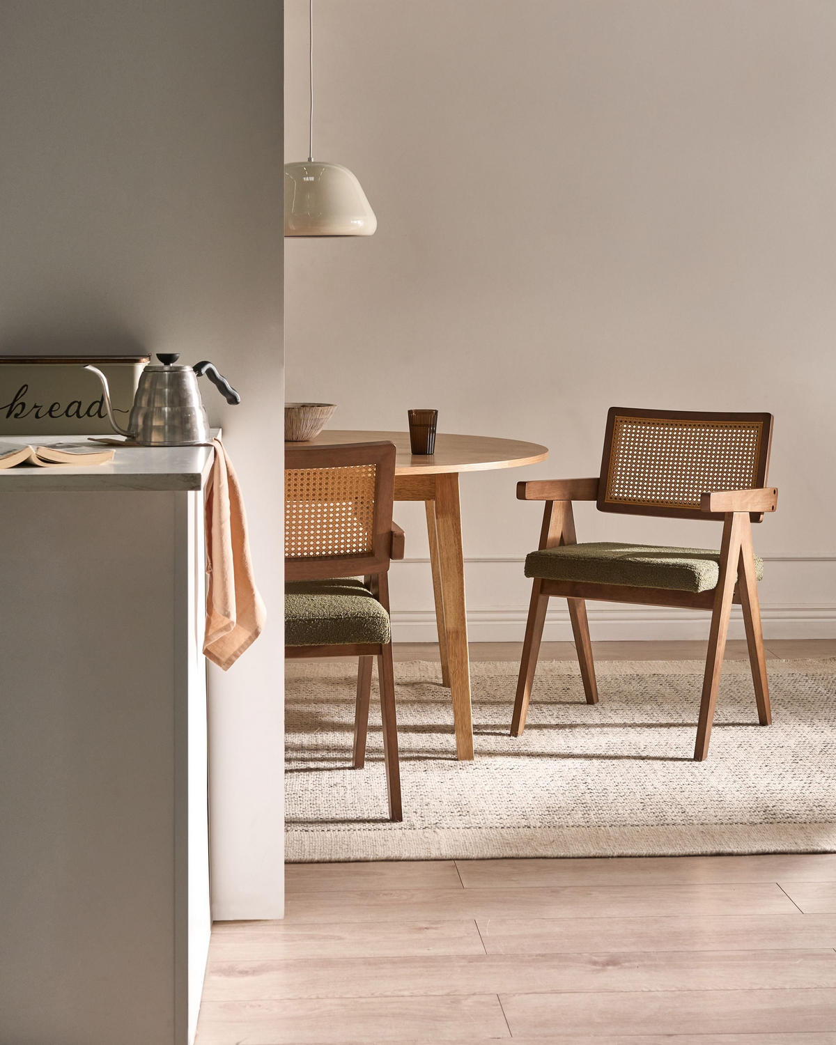 ESSZIMMERSTUHL 2er Set Holz Braun/Grün Ava - Braun/Grün, Holz (55/85/62cm) - Beliani