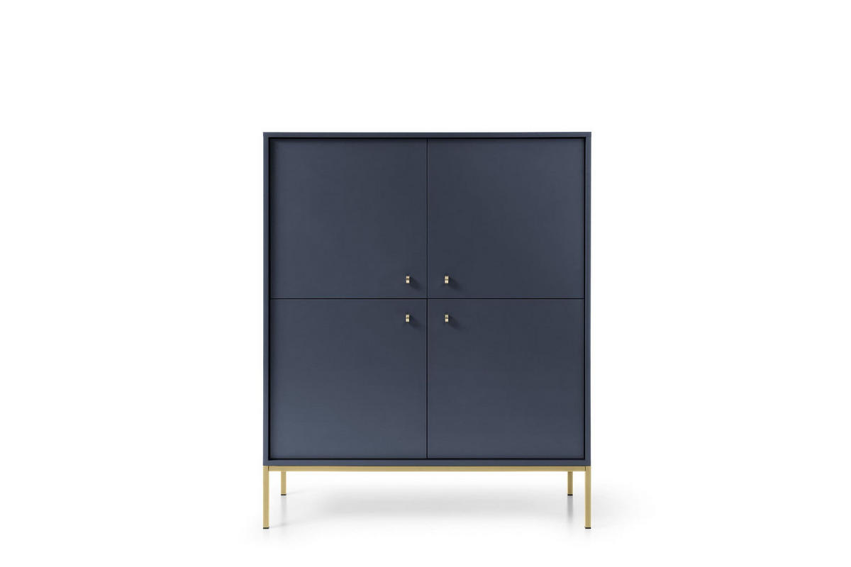 KOMMODE - kommode Melody I 104 4D Dunkelblau + Gold - Goldfarben/Dunkelblau, Holzwerkstoff (104/125/39cm) - Möblo
