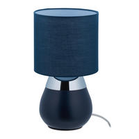 TISCHLAMPE - Dunkelblau, Kunststoff/Textil (18/18/32cm) - Relaxdays