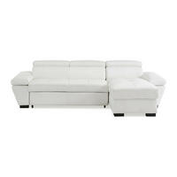 SCHLAFSOFA - 4 Personen - Leder - Weiß - - Weiß, Leder (256/83/154cm) - Vente-Unique