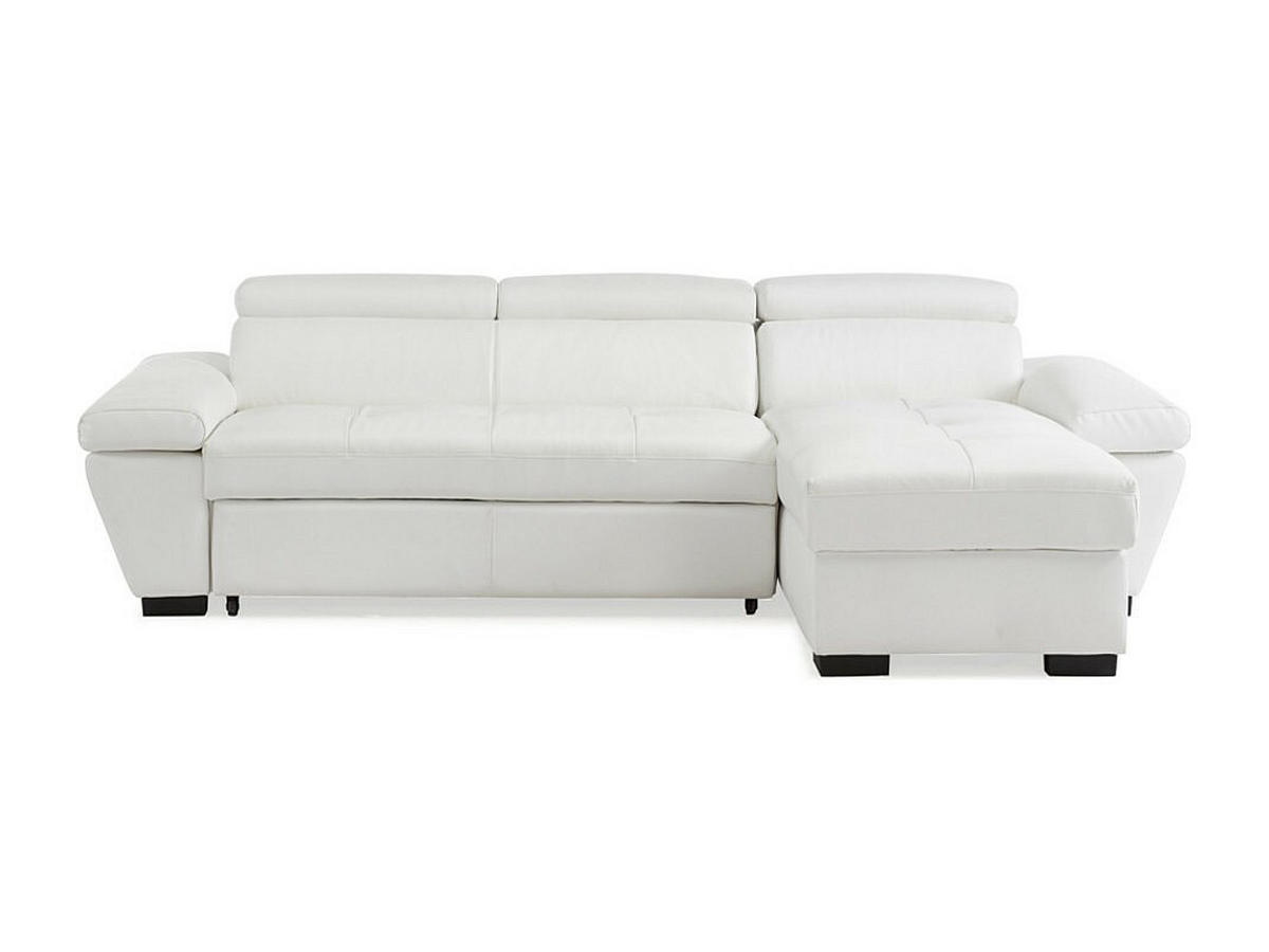 ECKSOFA Leder mit Schlaffunktion - Ecke Rechts - Weiß - JONOVA - Weiß, Leder (256/154cm) - Vente-Unique