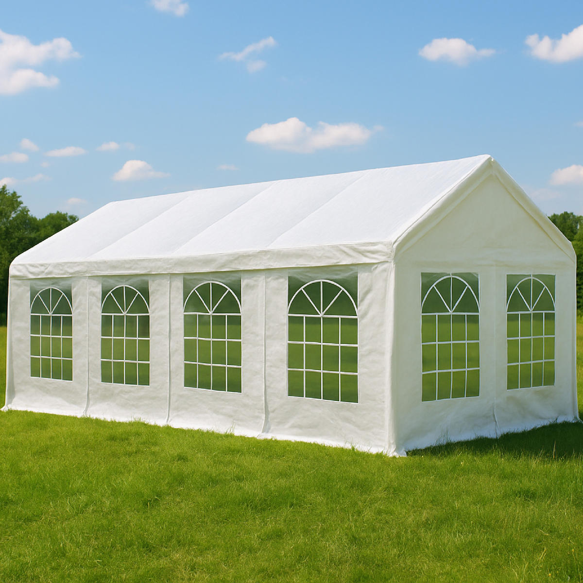 DACHPLANE Livingston - Zeltabdeckung für 4x8 Meter, PVC weiss 480g/m². BxTxH: 800x400x310 cm - Weiß, Kunststoff (800/0.3/400cm) - TPFGarden