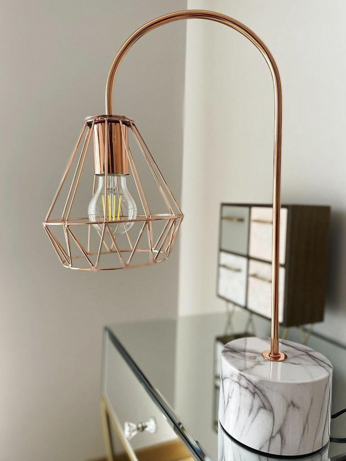 STOLNÍ LAMPA Mooni 35/17/50 cm - měděná, kov (35/17/50cm) - Beliani