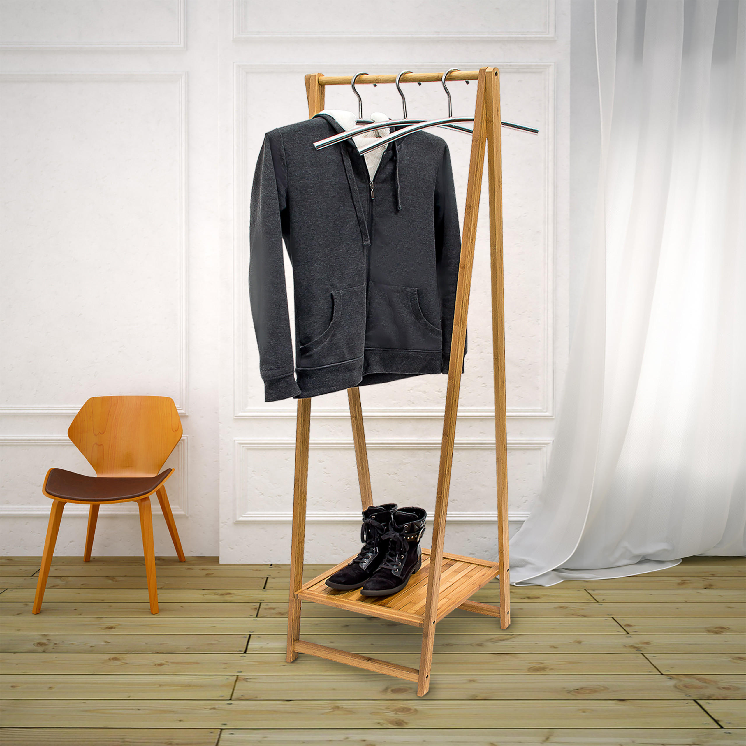 KLEIDERSTÄNDER - Hellbraun, Holz (51/158.5/40.5cm) - Relaxdays