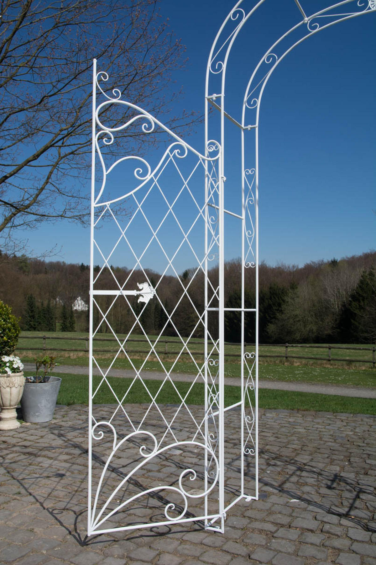 ROSENBOGEN Minden Tor 120x40x220cm Metall Weiß Rankhilfe - Weiß, Metall (120/220/40cm) - DELUKE