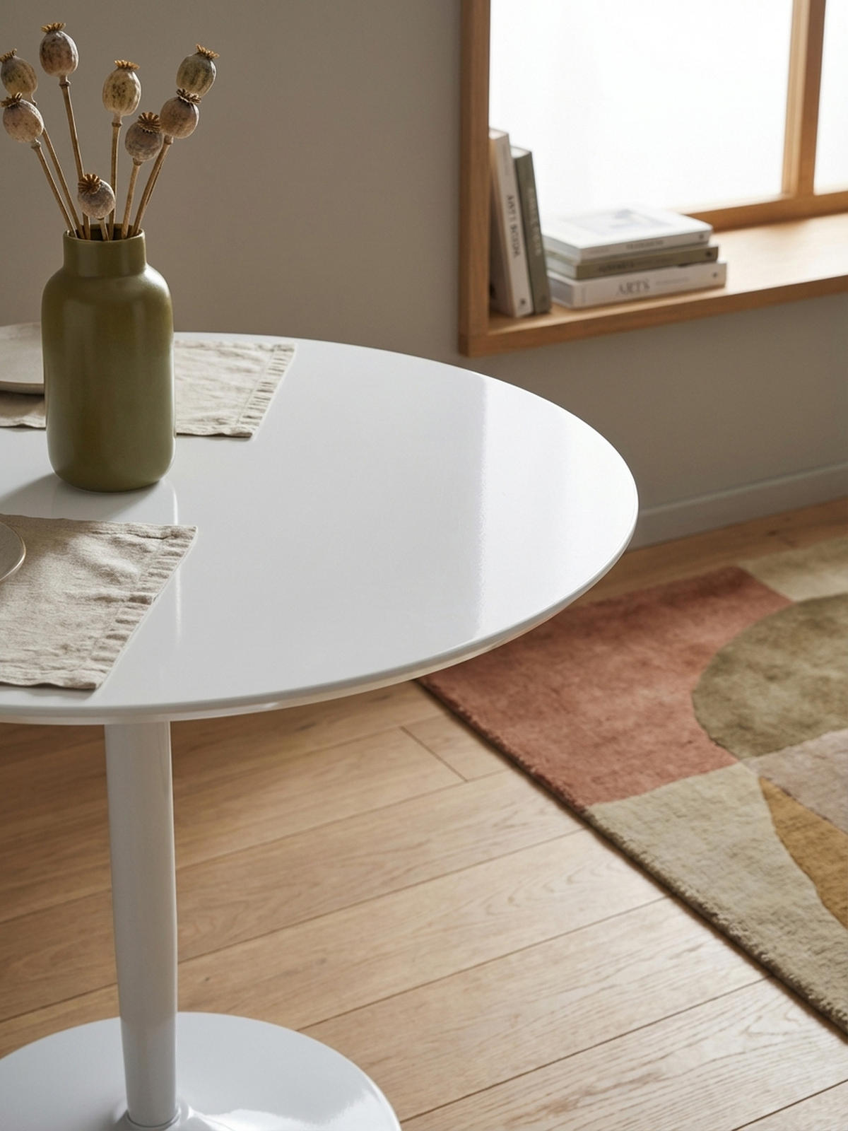 ESSTISCH – Hochglanz Weiß 75x75x74 cm Trompetenfuß für 2 Personen - Weiß, Holz/Metall (75/75/74cm) - KADIMA DESIGN