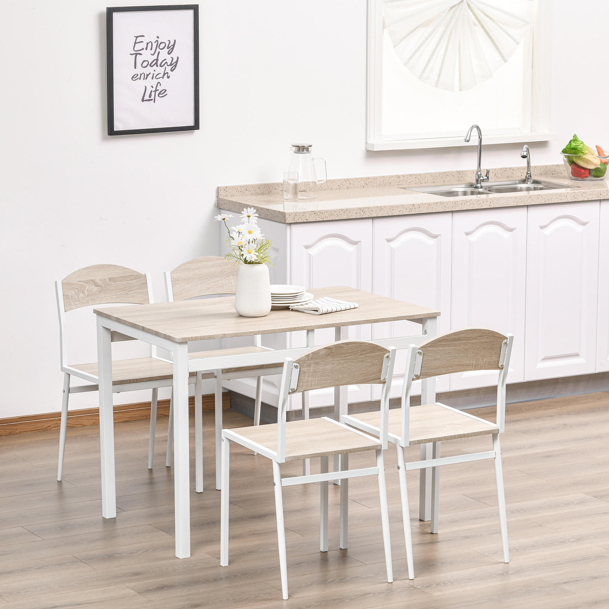 ESSGRUPPE, MDF, Metall, Hellgrau - Hellgrau, Kunststoff (63/76.5/100cm) - HOMCOM