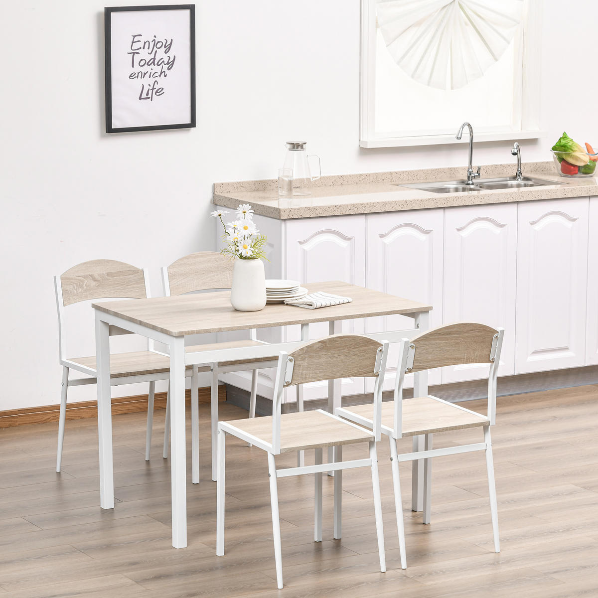 ESSGRUPPE, MDF, Metall, Hellgrau - Hellgrau, Kunststoff (63/76.5/100cm) - HOMCOM