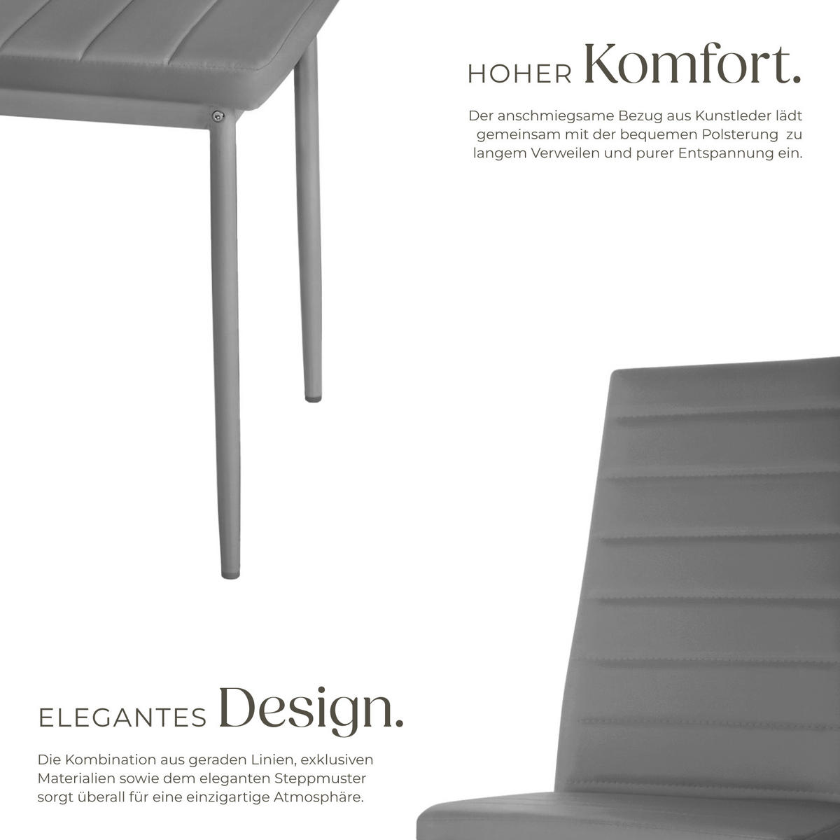 ESSZIMMERSTUHL 8er Set Thomas 41 x 45 x 98 5 cm grau - Grau, Textil (48/98.5/45cm) - tectake