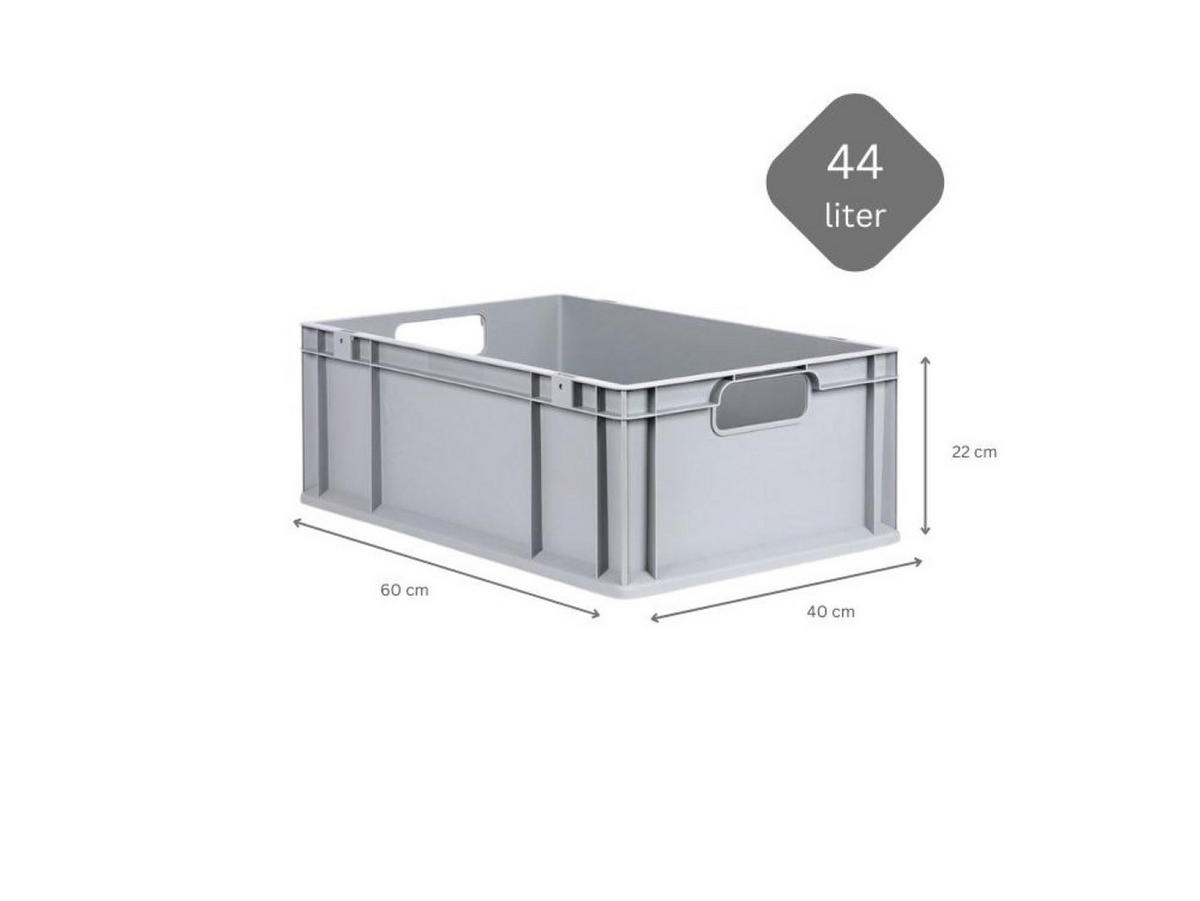 EUROBOX Nextgen Economy Griffe Offen 22x40x60cm 44 Liter - Grau, Kunststoff (40/22/60cm) - PROREGAL