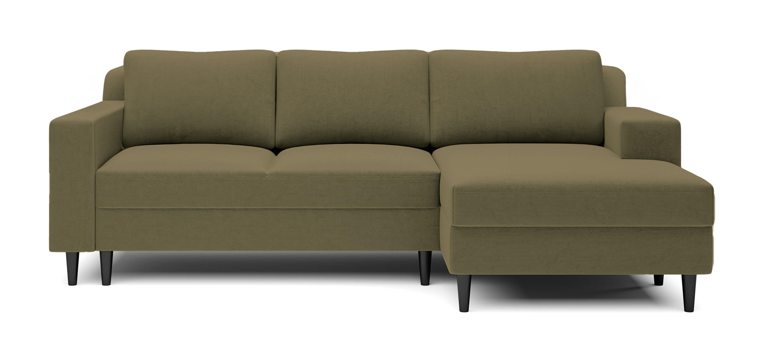 ECKSOFA Nalika Olivgrün Velours - Schwarz/Olivgrün, Holz/Textil (230/143cm) - Selsey