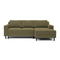 ECKSOFA Nalika Olivgrün Velours - Schwarz/Olivgrün, Holz/Textil (230/143cm) - Selsey