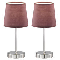 TISCHLEUCHTE Textil Braun Nickel matt 2er Set - Braun, Textil (14.5/14.5/32cm)