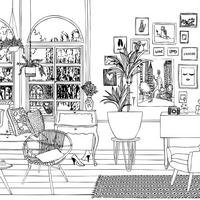 FOTOTAPETE Wohnzimmerzeichnung 372 x 279 cm - Schwarz, Papier (372/279cm) - ESTAhome