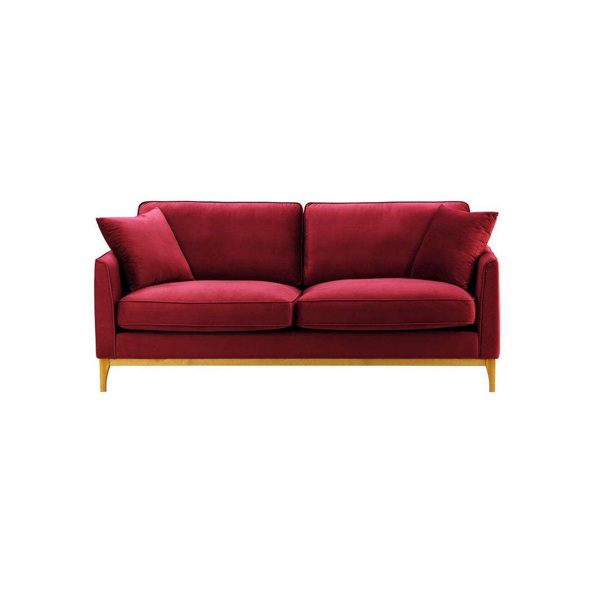 DREISITZER-SOFA Linara-Velluto 7 - Rot, Holz/Textil (201/91/95cm)