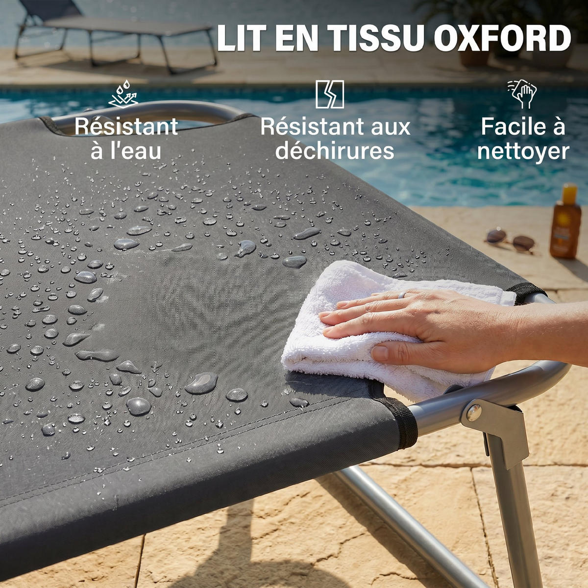 SONNENLIEGE DE-15715 mit Sonnenschirm Grau - Grau, Metall (58/36/187cm) - ComfortXL