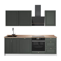 KÜCHENZEILE Fame-Line, Grün-Gold Landhaus/Weiß, 230 cm, AP Eiche - Weiß/Grün, Holzwerkstoff (230/206.8/60cm) - Vicco