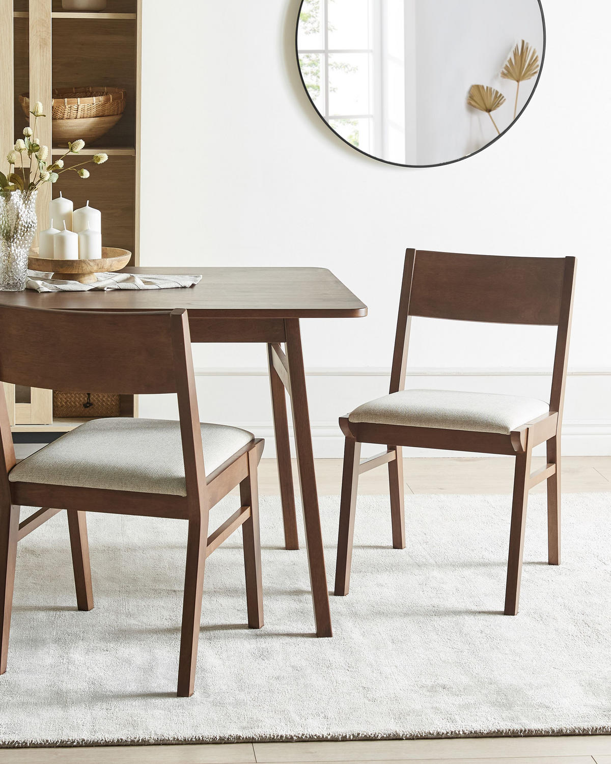 ESSZIMMERSTUHL 2er-Set Hellbeige Enola - Beige/Braun, Holz (45/80/60cm) - Beliani