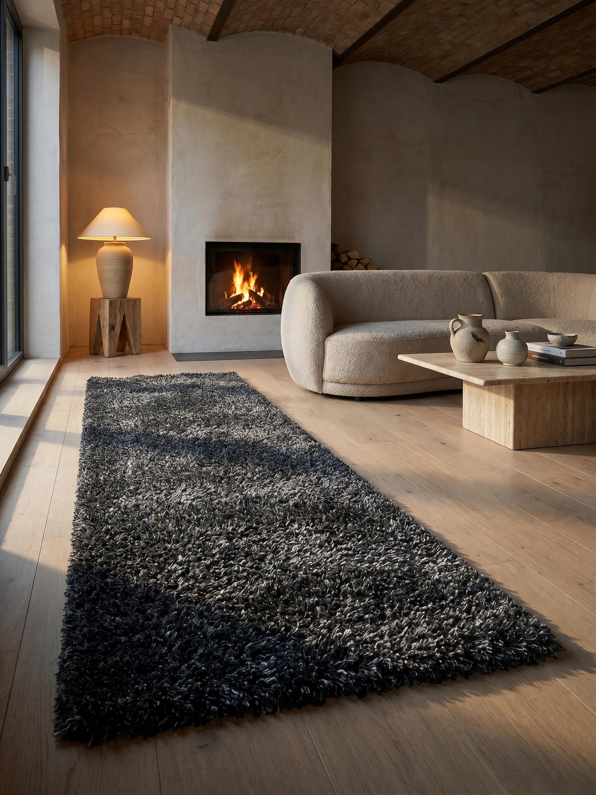 HOCHFLORTEPPICH SALZACH, einfarbig, Anthrazit, 80 x 250 cm - Anthrazit, Textil (80/250cm) - KADIMA DESIGN