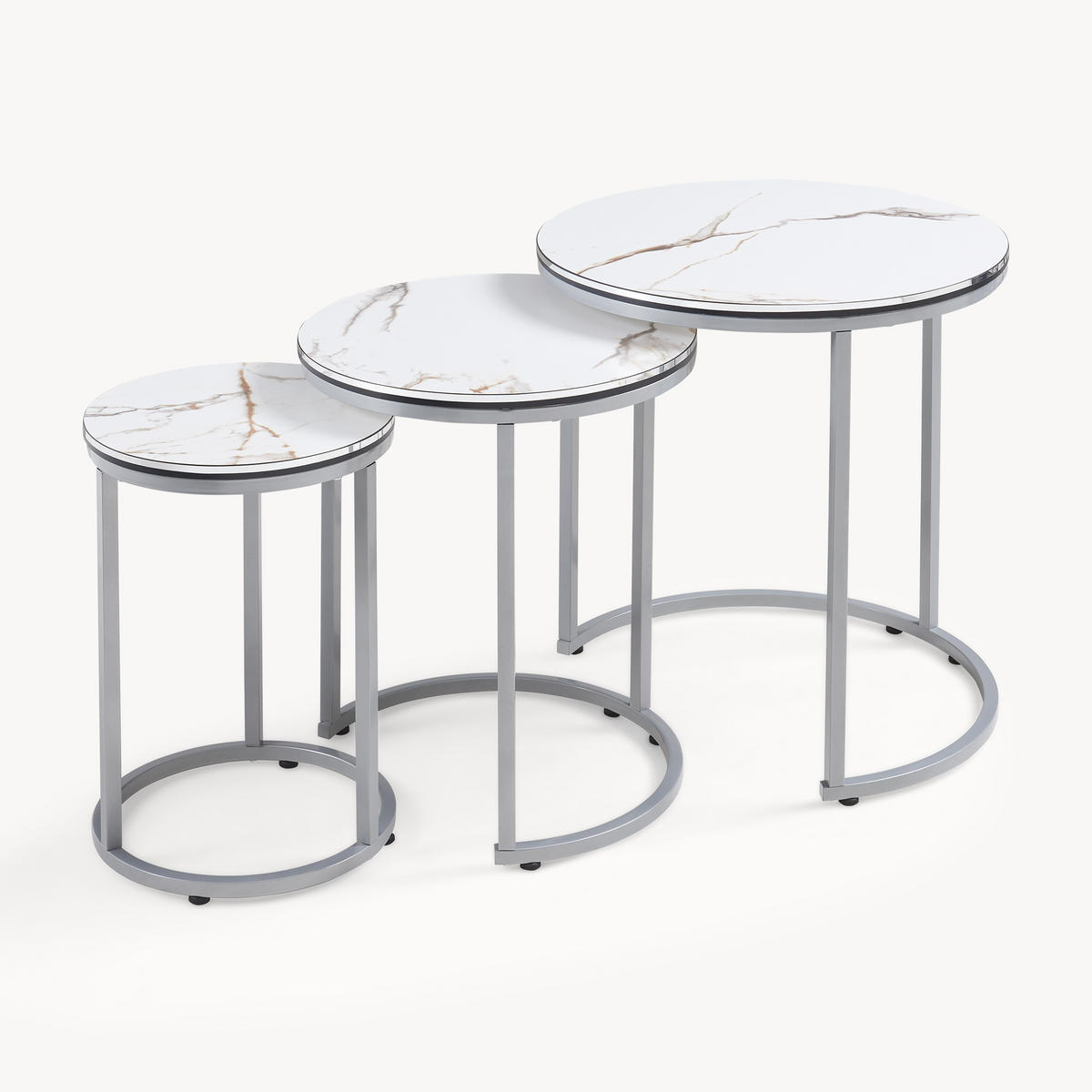 SATZTISCH Bornholm 50/50/55 - Weiß, Holzwerkstoff (50/50/55cm) - [en.casa]