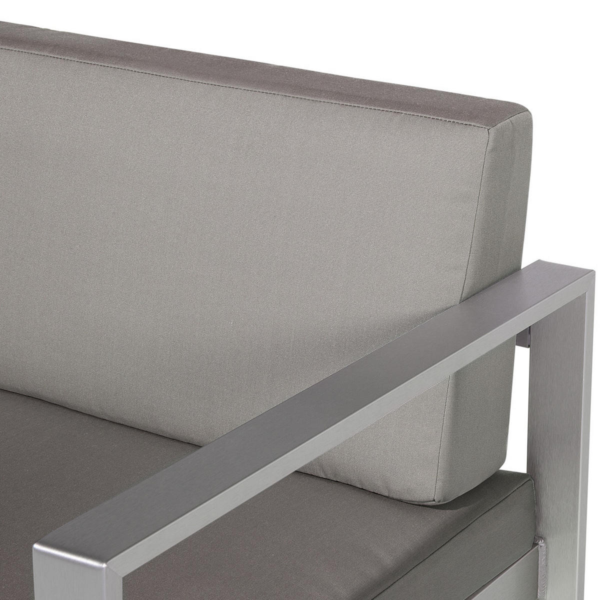GARTENSOFA Aluminium 2-Sitzer Auflagen dunkelgrau Salerno - Dunkelgrau, Metall (142/80/70cm) - Beliani